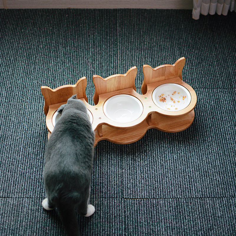 Meow Fairy Ceramic Cat Bowl Tall Pet