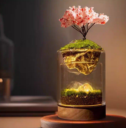 Moss Micro Landscape Glass Flower Container Office Desktop