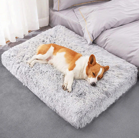 Plush Square Pet Bed Wave Memory Foam