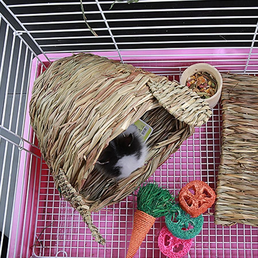 Handmade straw rabbit nest