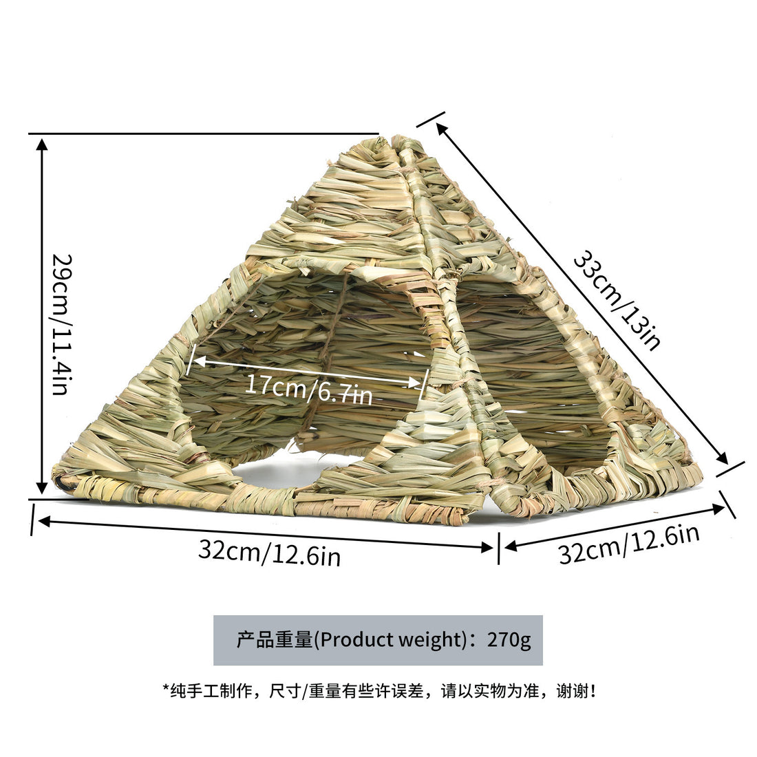 Pet Foldable Grass Hut Rabbit Nest