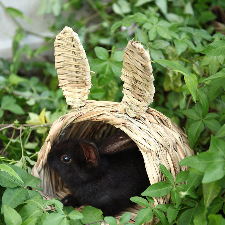 Handmade straw rabbit nest