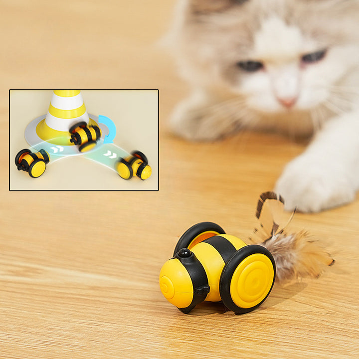 Electric Cat Car Toy Cute Bee Running Kitten Pet Toys