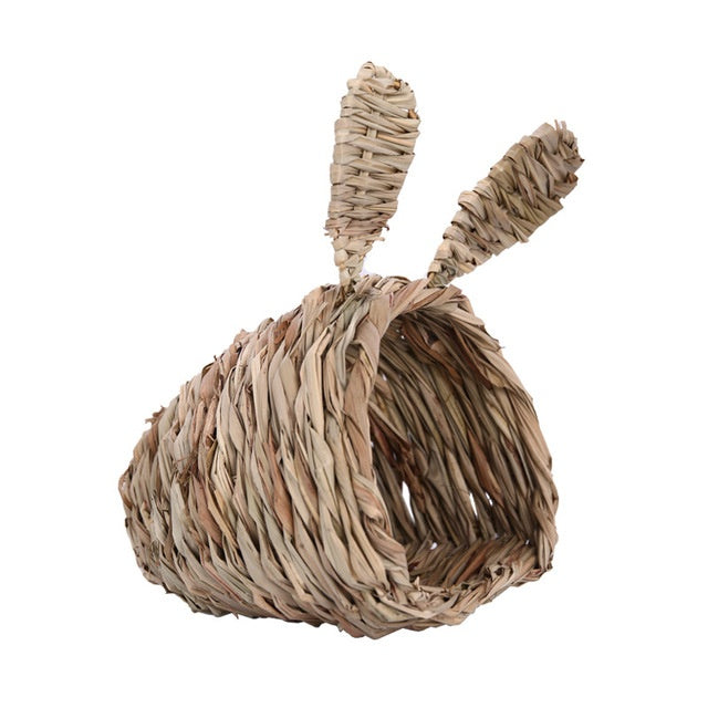 Handmade straw rabbit nest
