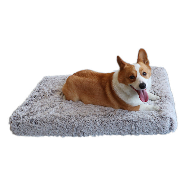 Plush Square Pet Bed Wave Memory Foam